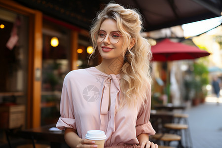 享受咖啡的女子背景图片
