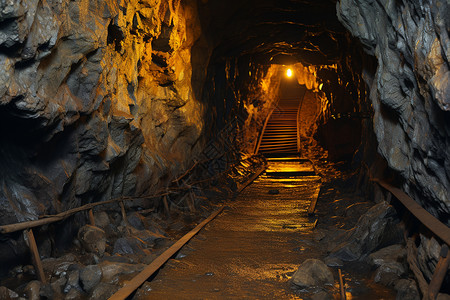 洞穴探险采矿的隧道背景