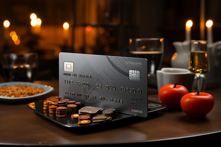 美食组合美食与信用卡的完美组合设计图片