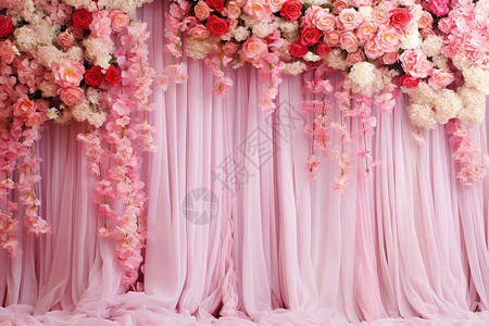 粉色的幕布白色幕布拱门高清图片