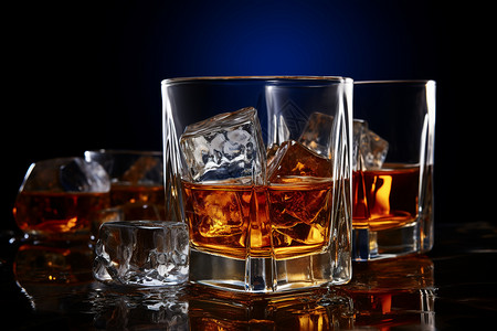 玻璃杯中的威士忌图片