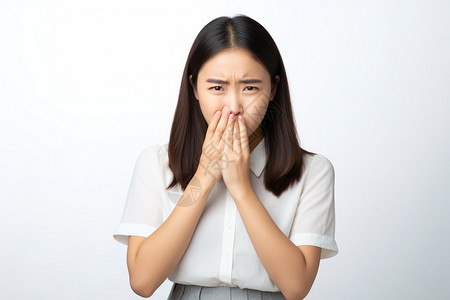 捂着鼻子捂着嘴的女人背景