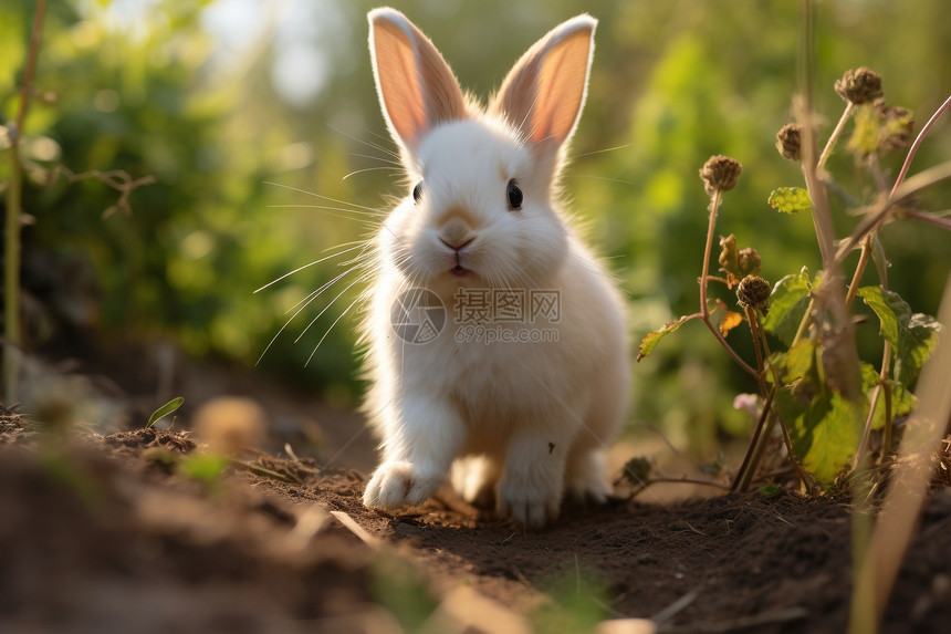 阳光下可爱的兔子图片