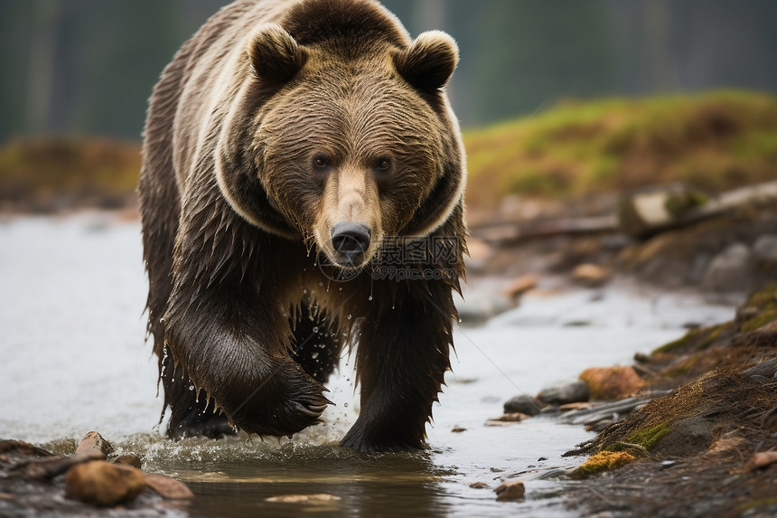户外野生的棕熊动物图片