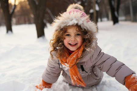冬季在雪地里玩耍的孩子图片