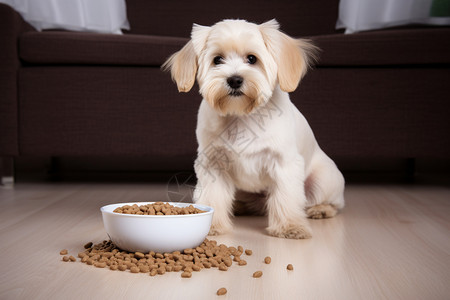 小狗吃狗粮背景图片