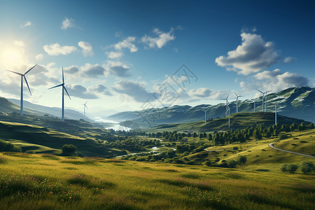 风力发电的山谷图片