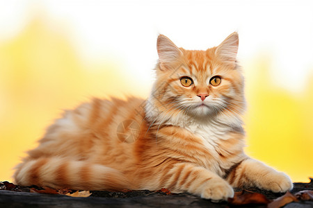 木头上的猫橙色猫咪背景