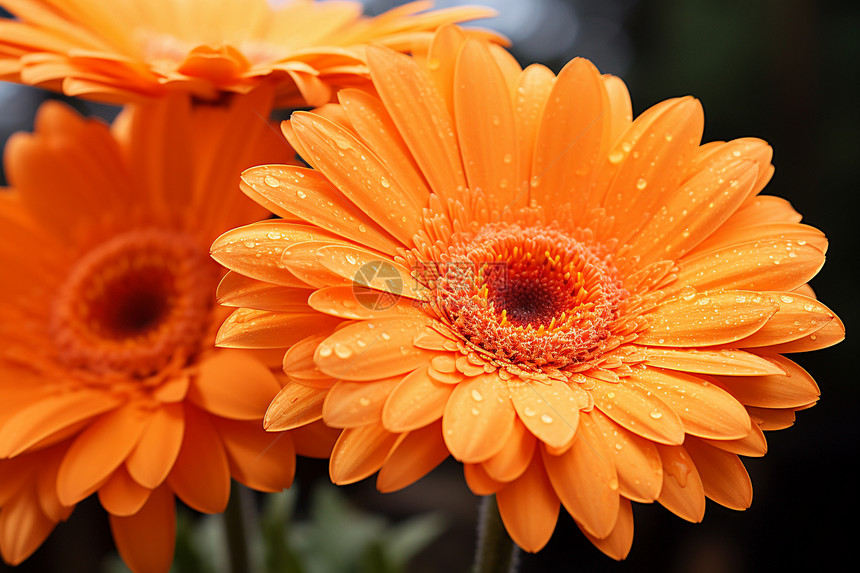 三朵橙色花朵图片