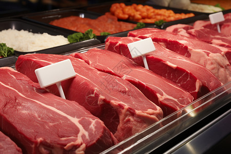 新鲜的肉冷藏超市高清图片