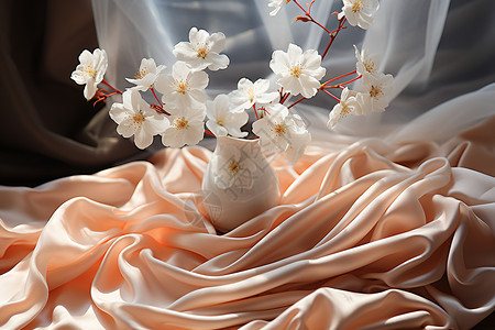 柔飘的丝绸鲜花丝织品高清图片