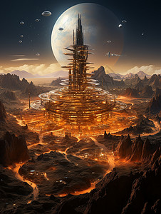 火星上的未来城市背景图片