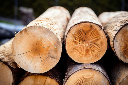 伐木工堆积在一起的木材背景