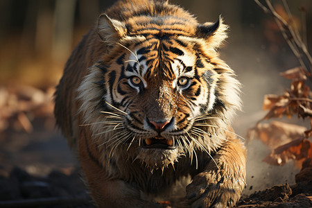 野生动物狩猎狩猎中的老虎背景