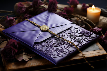 铭刻复古的紫色信封背景