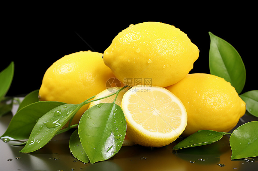 桌子上的柠檬图片