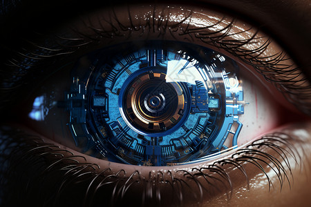 蓝色机械电子瞳孔（图片