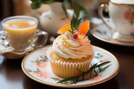 奶油香橙纸杯蛋糕图片