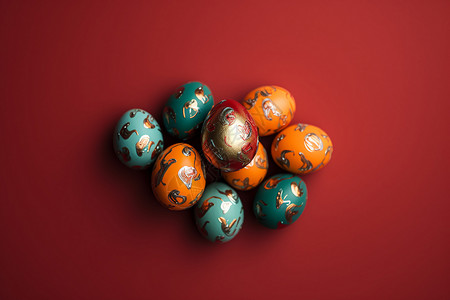 五彩斑斓的复活节彩蛋装饰图片