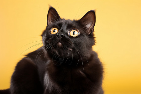 呆萌可爱的黑毛宠物猫咪图片