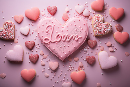 浪漫爱情的爱心饼干背景图片