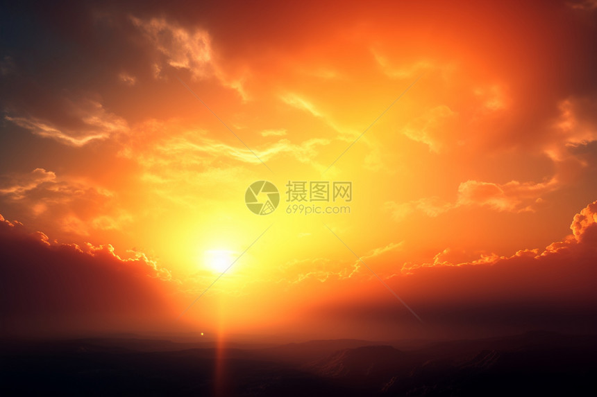 绚烂夺目的夕阳景观图片