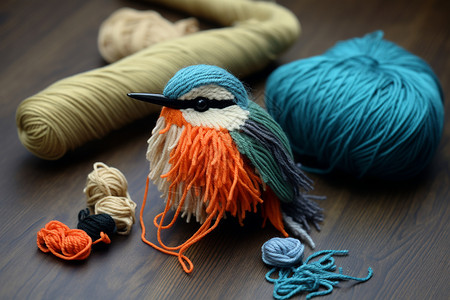 鸟儿精灵毛线编织玩具高清图片