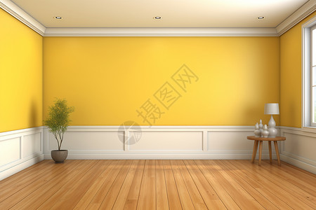 黄色墙壁的室内家居场景背景图片