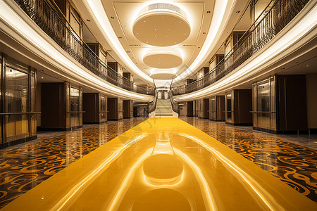 空荡金色豪华的大厅走廊图片