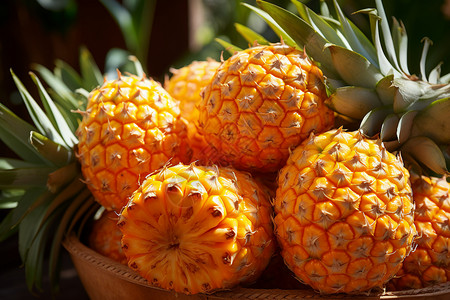 夏日热带风情的菠萝水果背景图片