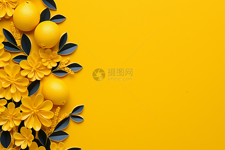 创意艺术的柠檬黄色背景图片