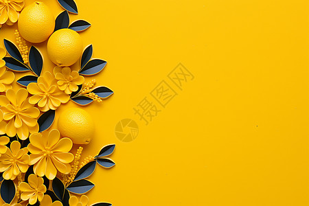 创意艺术的柠檬黄色背景背景图片