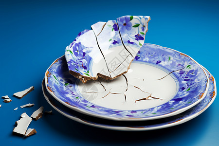粉碎的陶瓷餐具背景图片