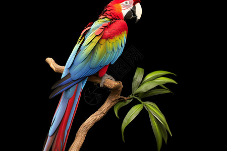 树枝上的彩色鹦鹉背景图片