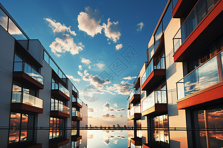 现代城市中的公寓建筑背景图片