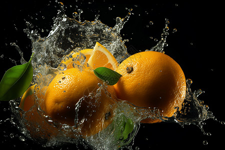 橙子跃入水中图片