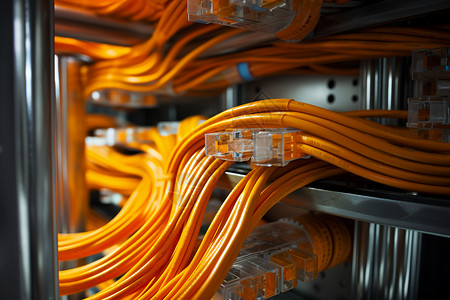 网络服务器的电缆连接数据线图片