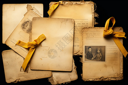 黄色信纸复古破旧的信纸纸张背景背景