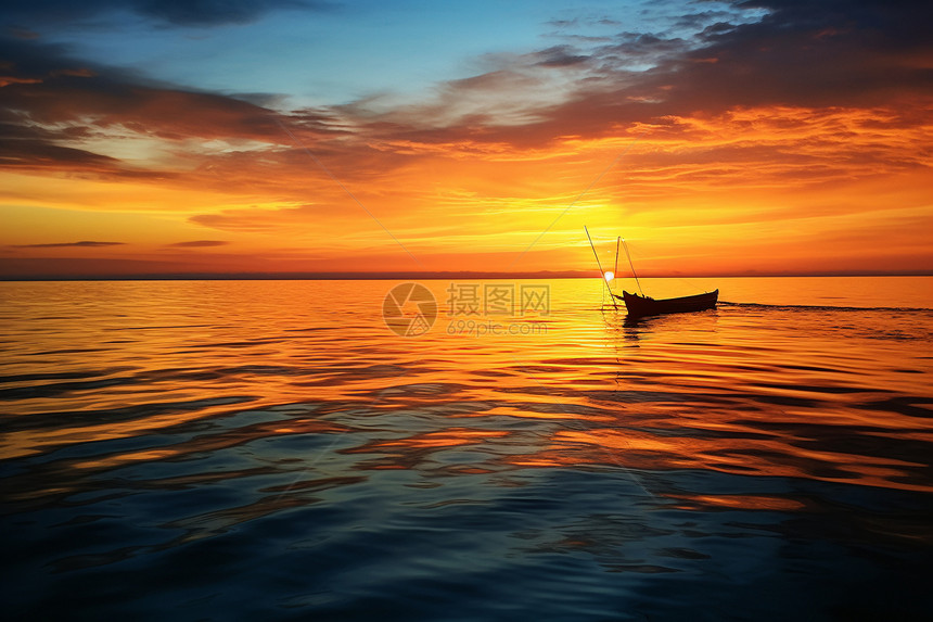 黎明中的金色海洋景观图片