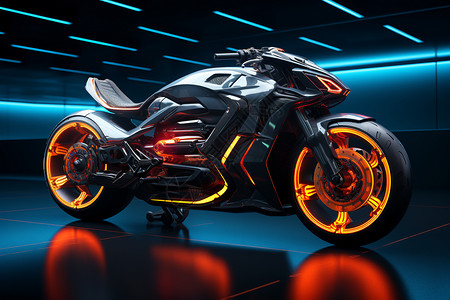未来之光的高科技摩托骑图片