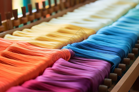 传统加工服装加工机械上的丝绸蚕丝背景