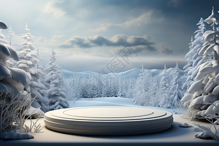 冬季广告雪景中的展台设计设计图片