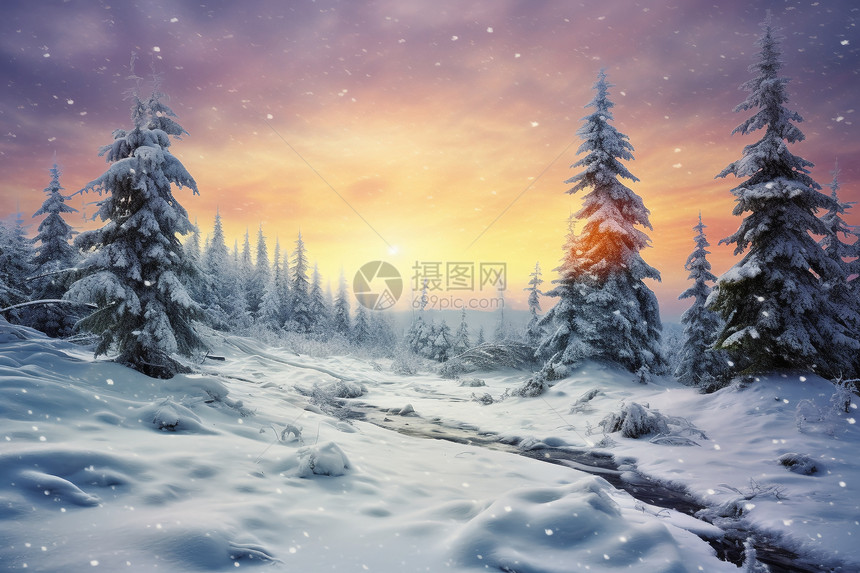 冬日山林风景图片
