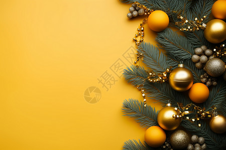 圣诞树与黄色背景图片