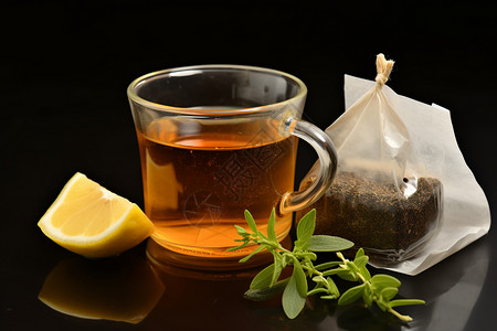 桌子上的柠檬茶水背景图片