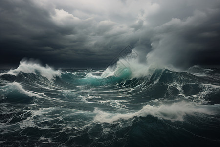 海浪撞击天翻地覆高清图片