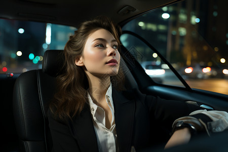 坐在车内自信的商务女人图片