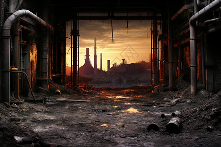 荒废废墟荒废的工厂背景