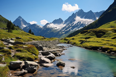 公园山水山水画廊背景