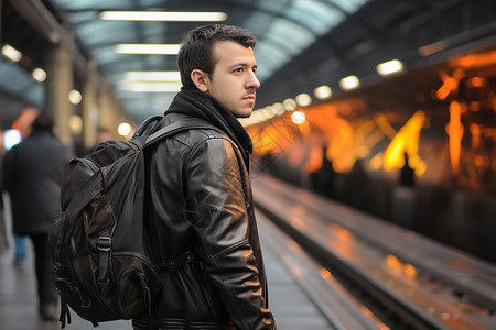 火车站里的男人图片